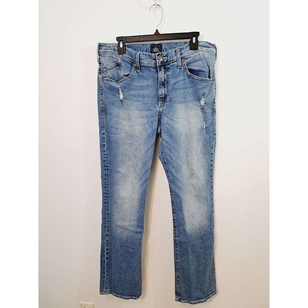 Rock & Republic Men's Light Wash Distressed Henlee Straight Leg Jeans Size 36X34